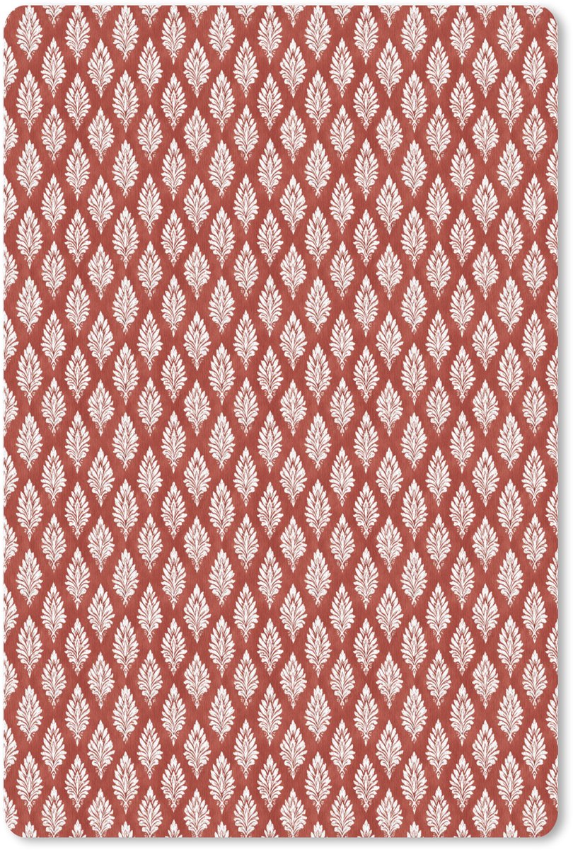 Muismat 18x27 cm - Mousepad Chic - Patroon - Rood - Wit - Muismatten