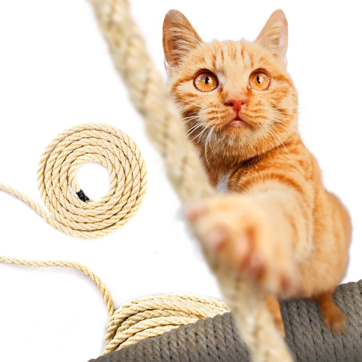 DQ-PP SISALSEIL - 40 m - 8 mm dik - Natuurlijk Sisaltouw voor Krabpaal Kattenboom - Krabpaal DIY voor Katten Reserveonderdelen