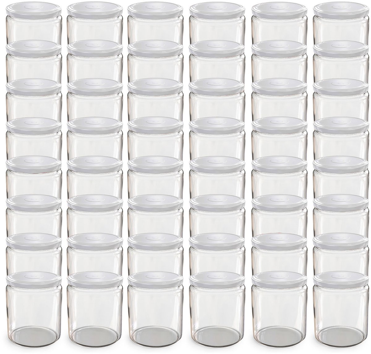 Oputec 48x 405ml inmaakpotten / voorraadpotten TO Ø 82 mm – glazen jampotten – metalen schroefdeksel wit – conservenpotten
