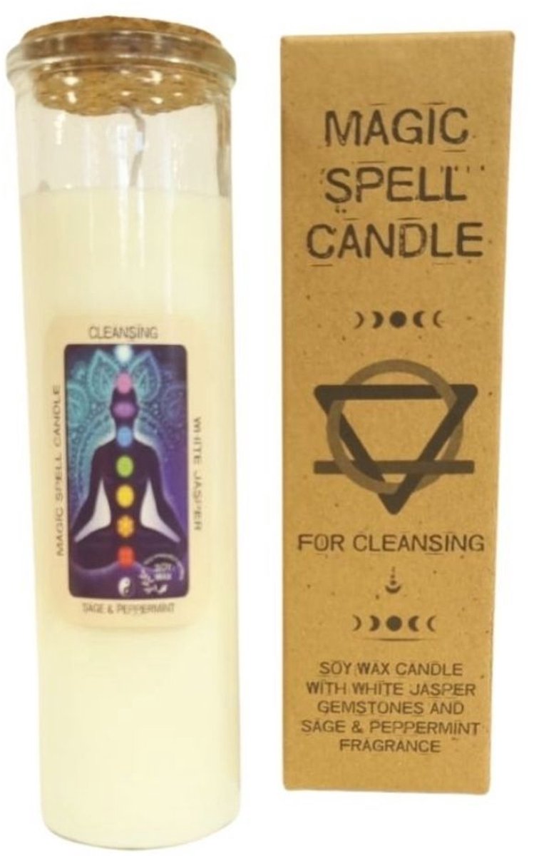 Ancient Wisdom Magische spreukkaars - Reinigend - Salie Pepermunt Kaars met Witte Jaspis multicolor