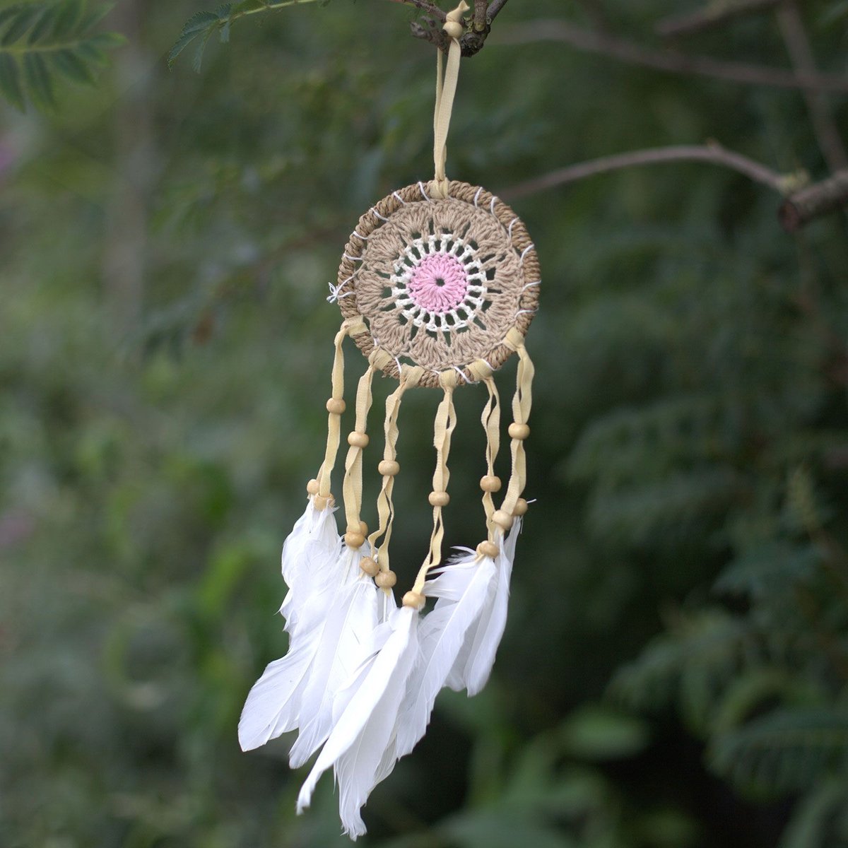 3 x Bali Macramé Dromenvanger - Handgemaakt - Pastel Roze - 9cm