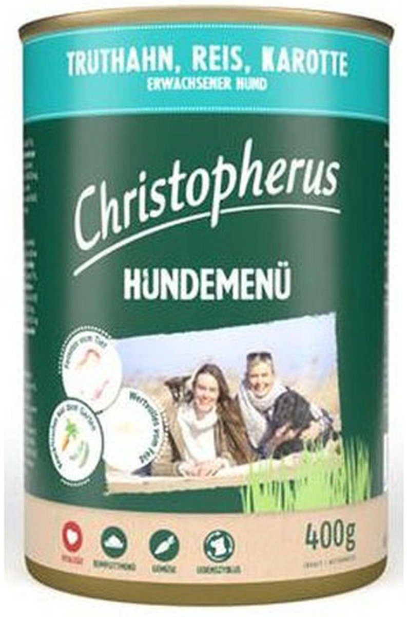 Christopherus hondenmenu Adult 6x400g - kalkoen, rijst, wortelen