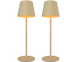 Ledvion – 2x Oplaadbare Tafellamp Nyra – LED - Beige – Dimbaar – IP54 – USB