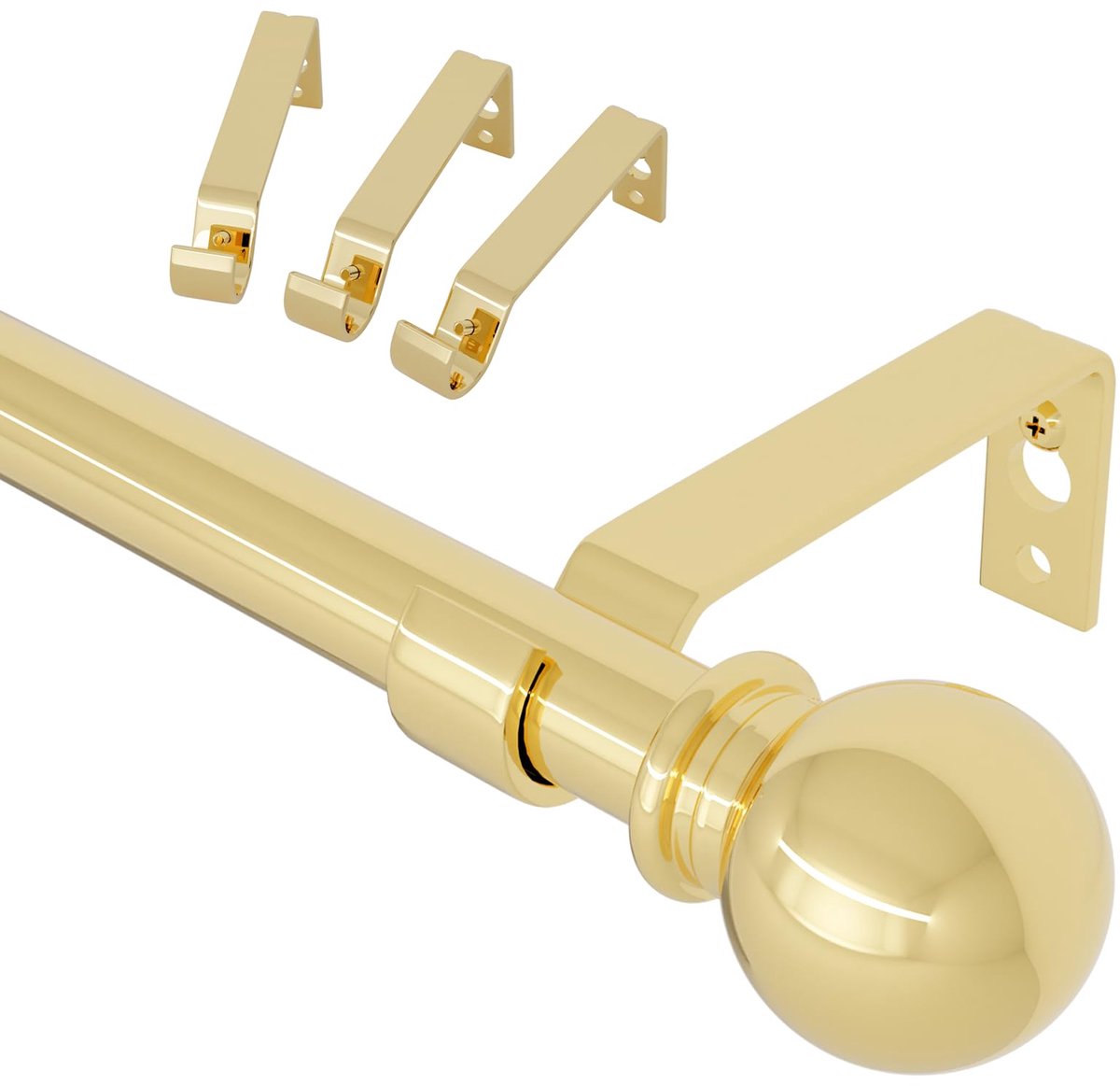 Azomor® Verstelbare gouden gordijnroede met stijlvolle kogeleindstukken en wandmontage