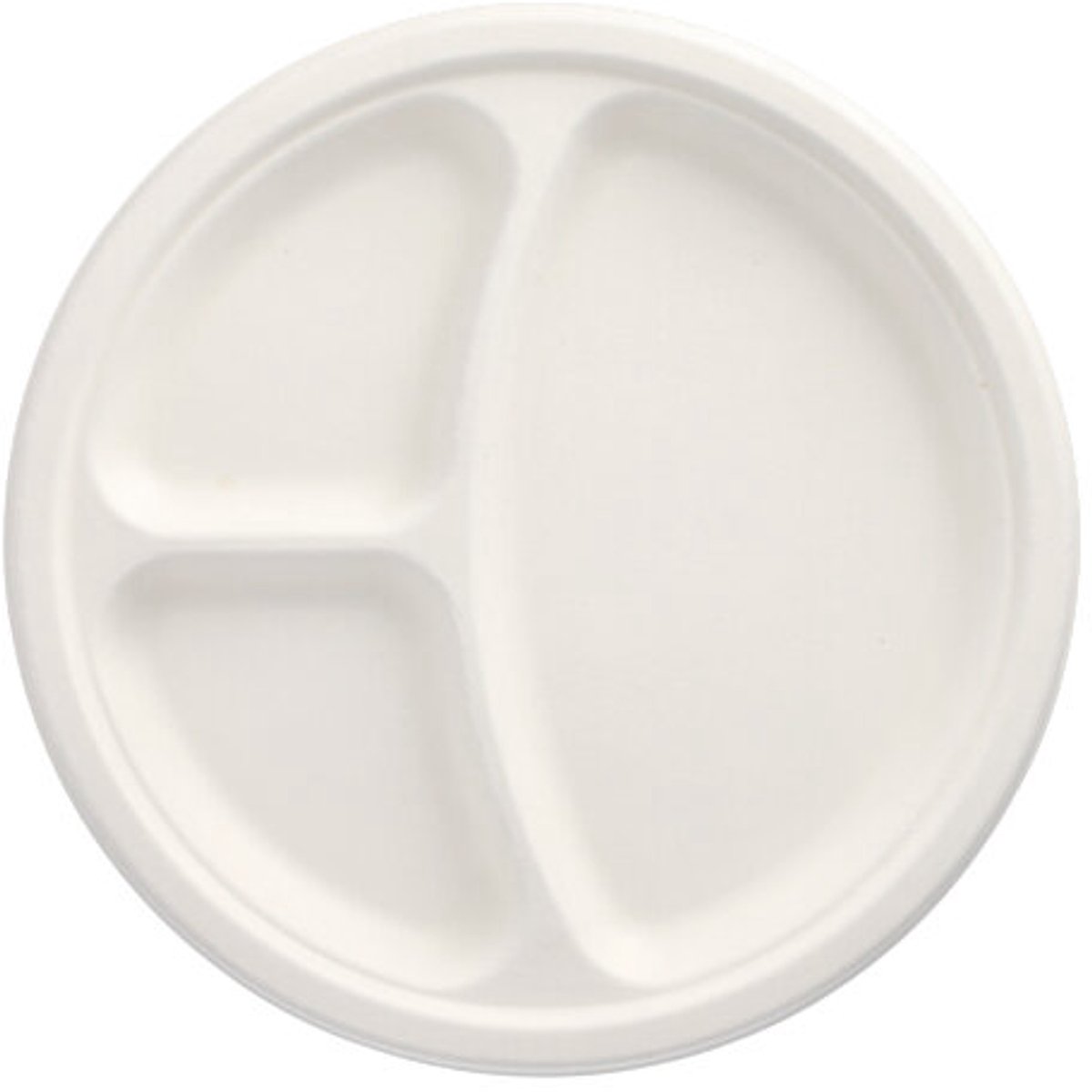 50 Borden van suikerriet pure 3-vaks Ø 26 cm · 2 cm wit