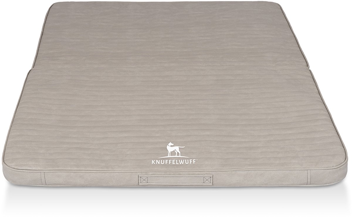 Opvouwbare reismat orthopedisch Roanoke van met laser doorstikt kunstleer 120 x 100 cm grijs