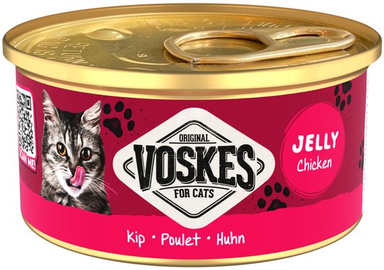 Voskes Kattenvoer Nat Gelei Kip - 24 x 85 gr - Voordeelverpakking