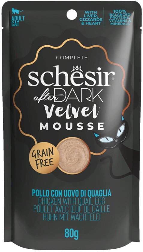 Schesir After Dark Velvet Mousse Kip & Kwartelei - 12 x 80 gr - Voordeelverpakking