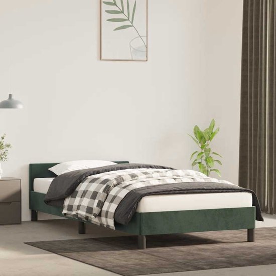 vidaXL - Bedframe - zonder - matras - 80x200 - cm - fluweel - donkergroen
