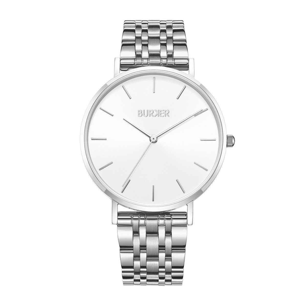 BURKER Ruby Horloge Dames - Rond - Zilver Wit - Schakelband - 38 mm