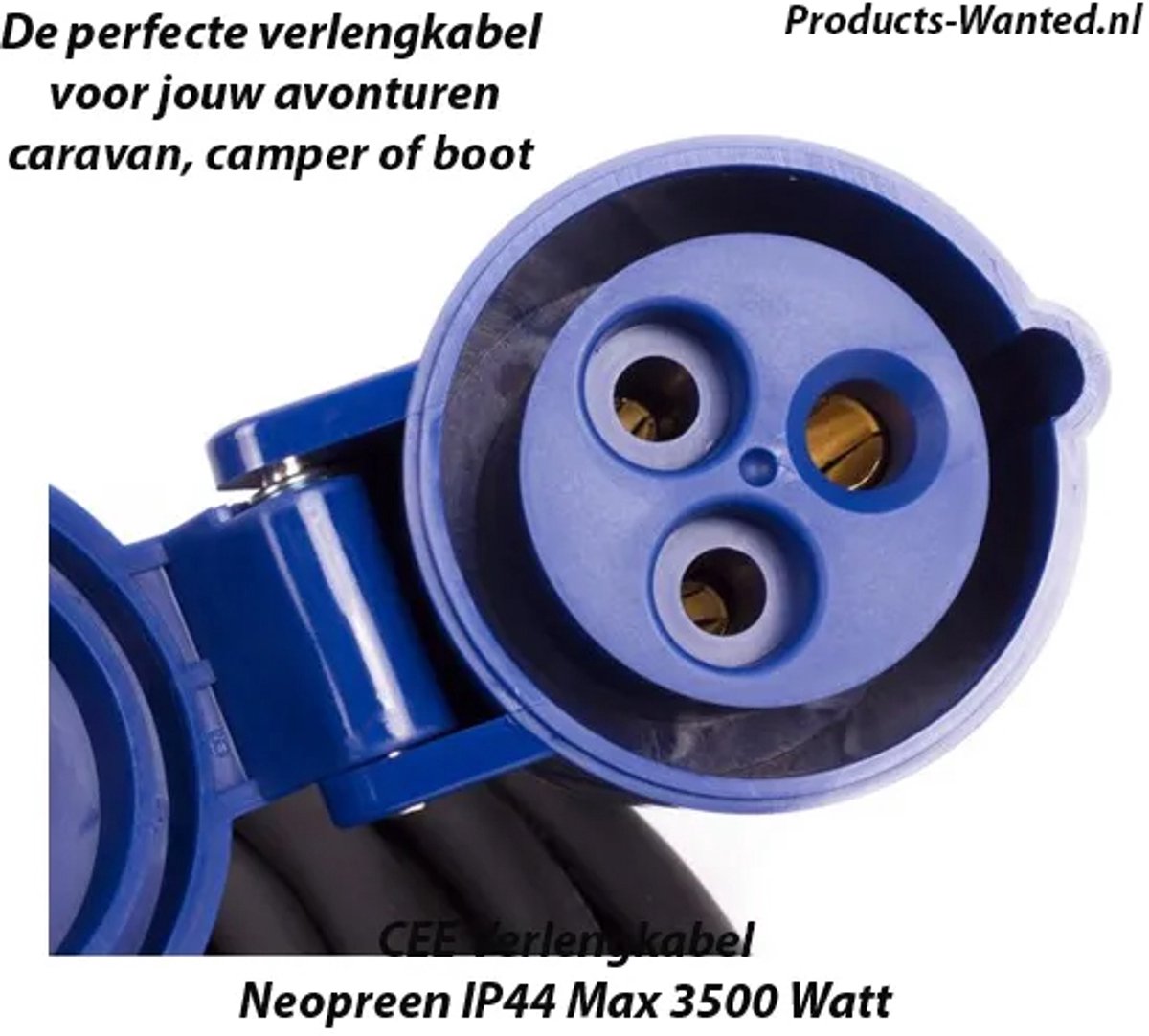 Benson Verlengkabel - Neopreen - IP44 - 20 meter - Blauw - Caravan/Camper/Boot — afbeelding 3