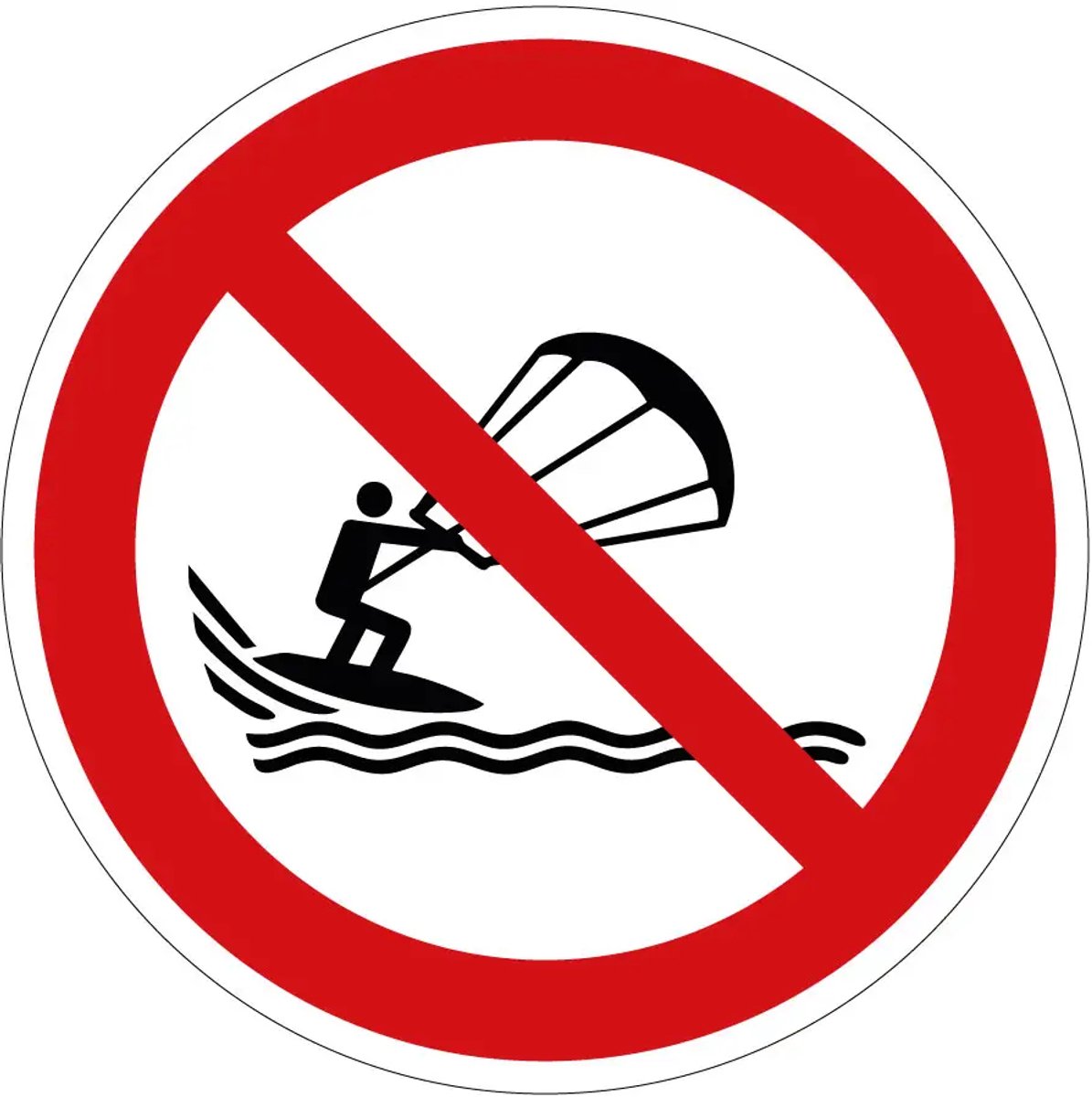Kitesurfen verboden verbodsbord - P065 | dibond materiaal | 30 cm