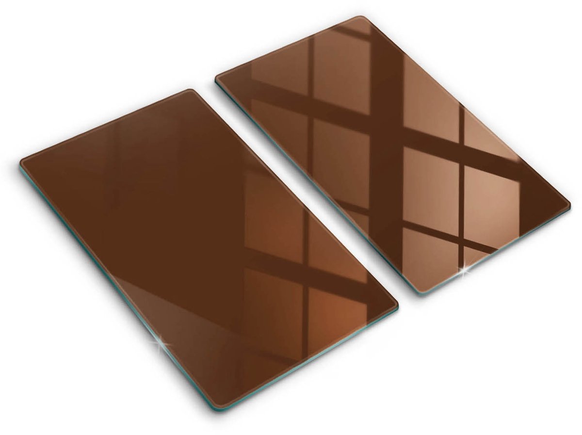Wallfluent Glazen Snijplanken - Bruin Snijplanken Glas - 2 stucks 30 cm x 52 cm - Bruin Snijplanken van Glas - Hittebestendige Glazen Snijplank - Glazen Snijplank Voor Keuken - Antislip Glazen Snijplank