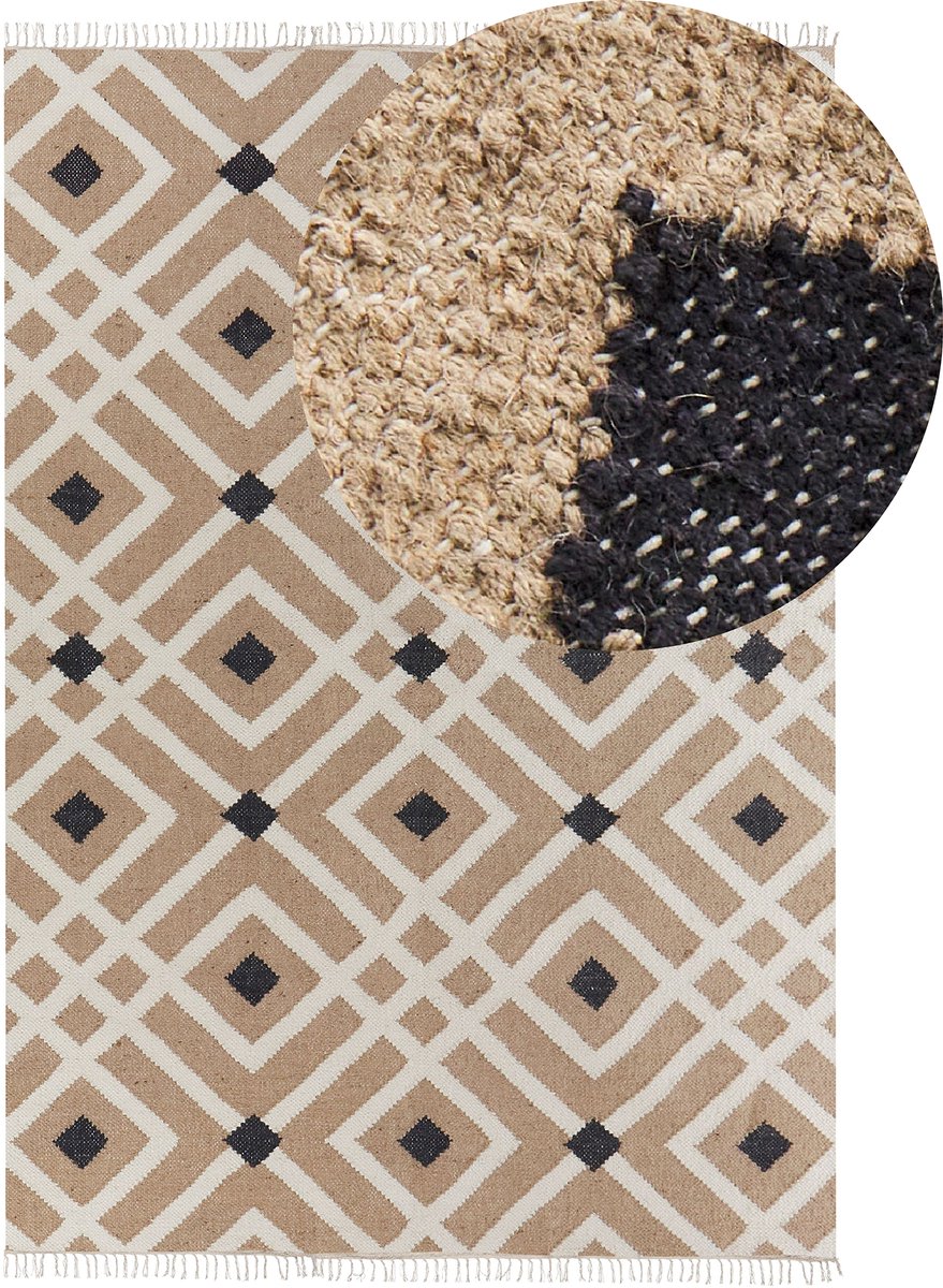 Beliani ESENCIK - Laagpolig vloerkleed - Lichtbeige - 160 x 230 cm - Jute
