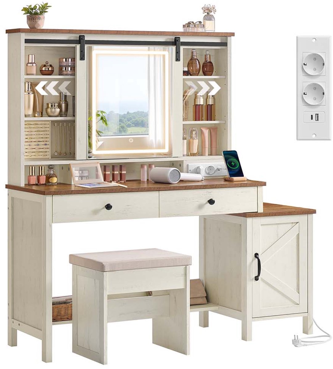 Kaptafel - Met Spiegelverlichting & Lades