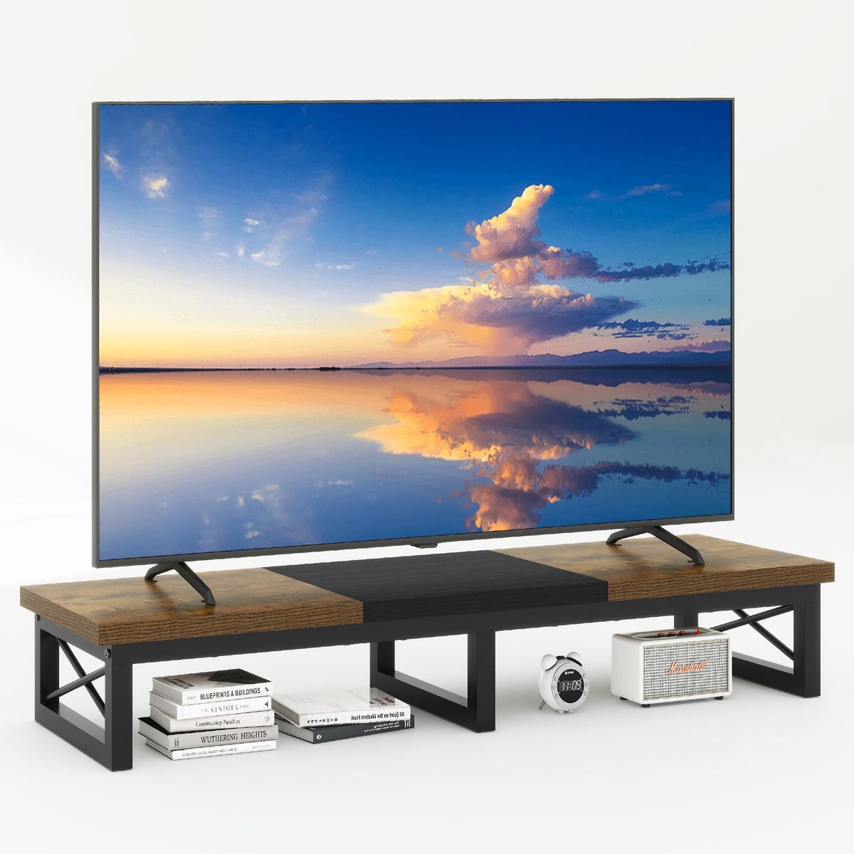 Azomor® Robuuste en veelzijdige TV-meubel met open schappen voor woonkamer en kantoor