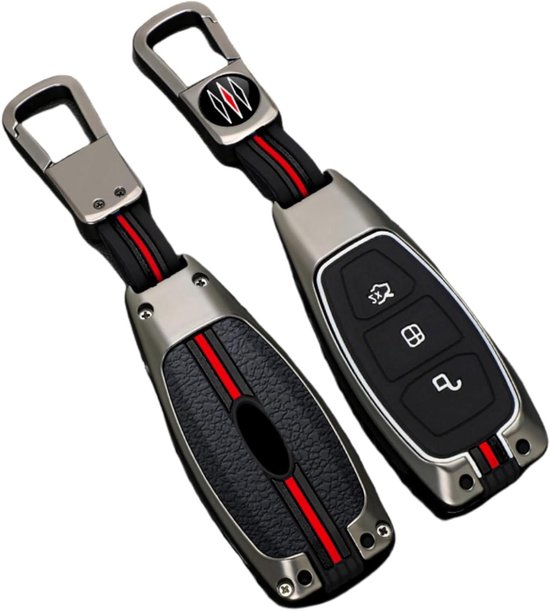 Inovra - Étuis Housses de protection de voiture en alliage de zinc et silicone Ford Fiesta Focus Mondeo Kuga, 3 boutons (couleur mate)