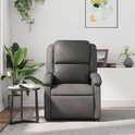 Grijze verstelbare fauteuil in kunstleer, met een zijvakje.