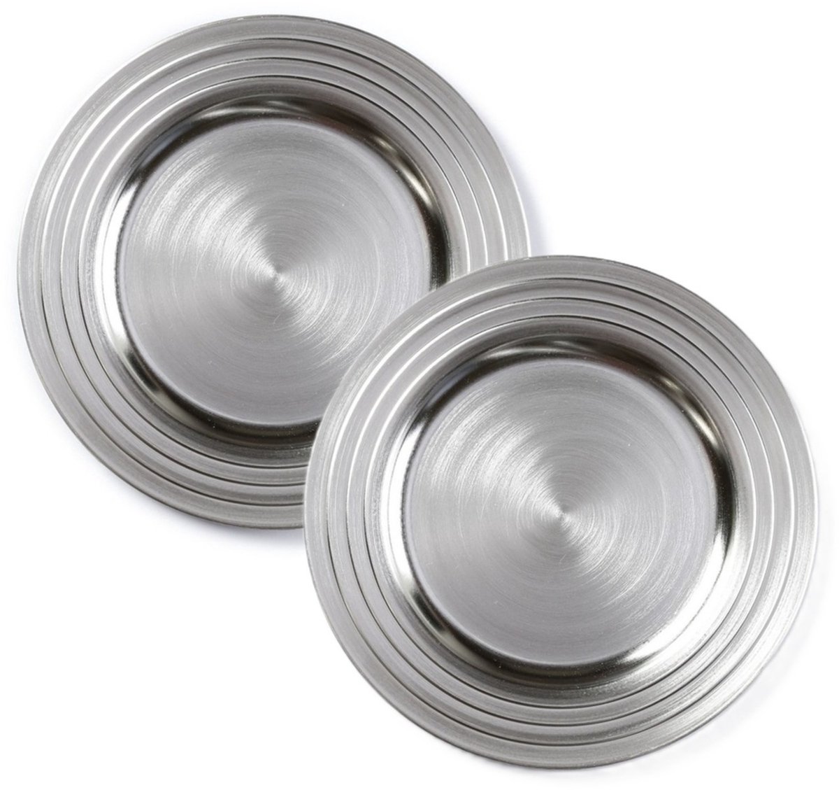 Onderborden - 6x - zilver - 33 cm - rond - kunststof - Diner/kerstdiner borden - Onderbord / kaarsenbord / onderzet bord