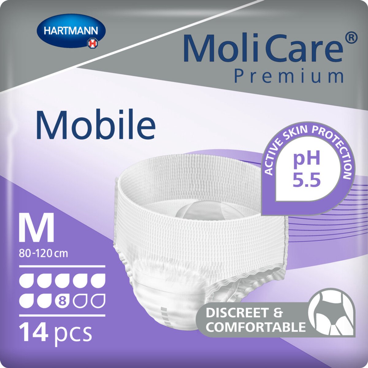 Molicare Premium Mobile 8 Druppels Medium 2015 ml Absorptie - 2 x 14 stuks - Voordeelverpakking