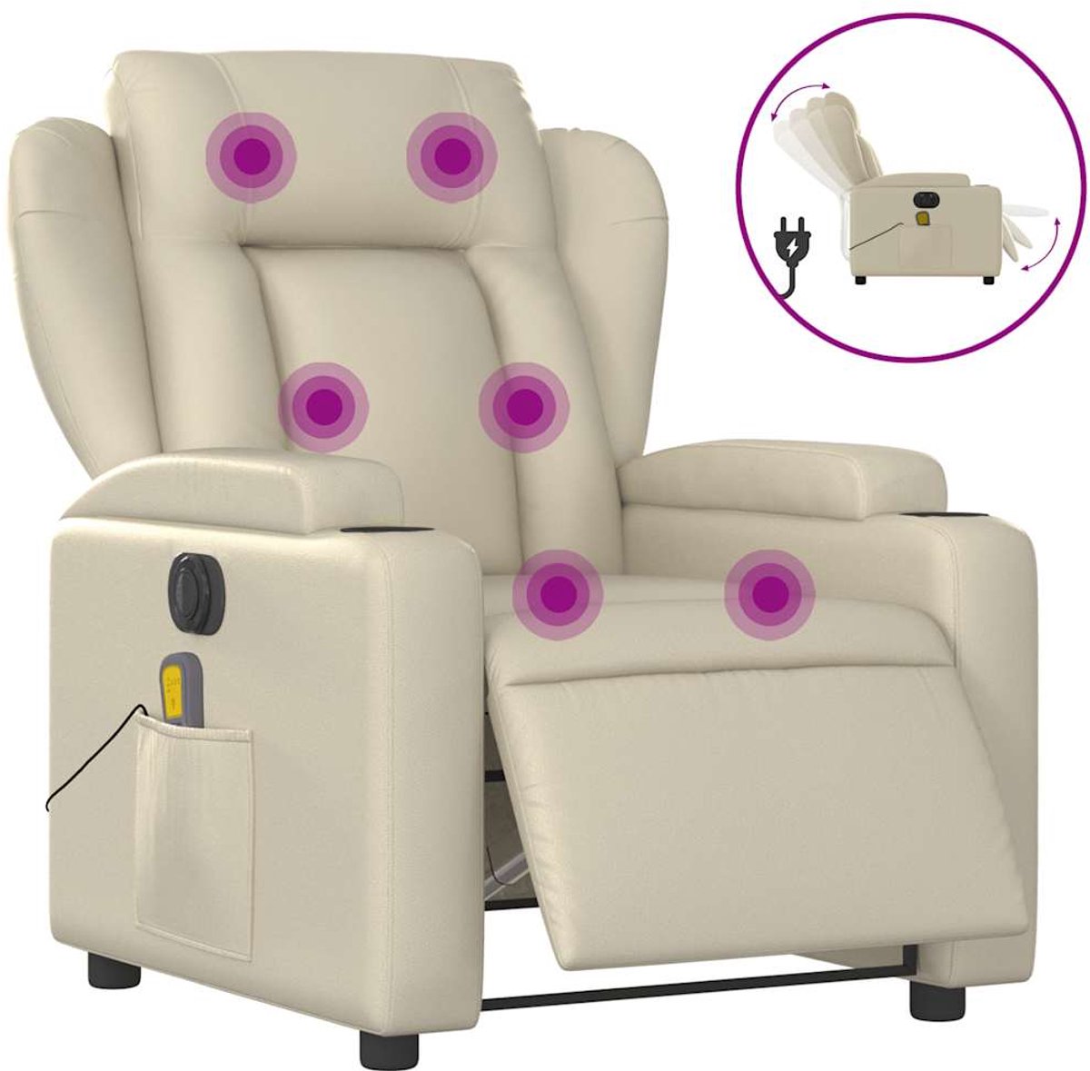 vidaXL Massagestoel - verstelbaar - elektrisch - kunstleer - crèmekleurig