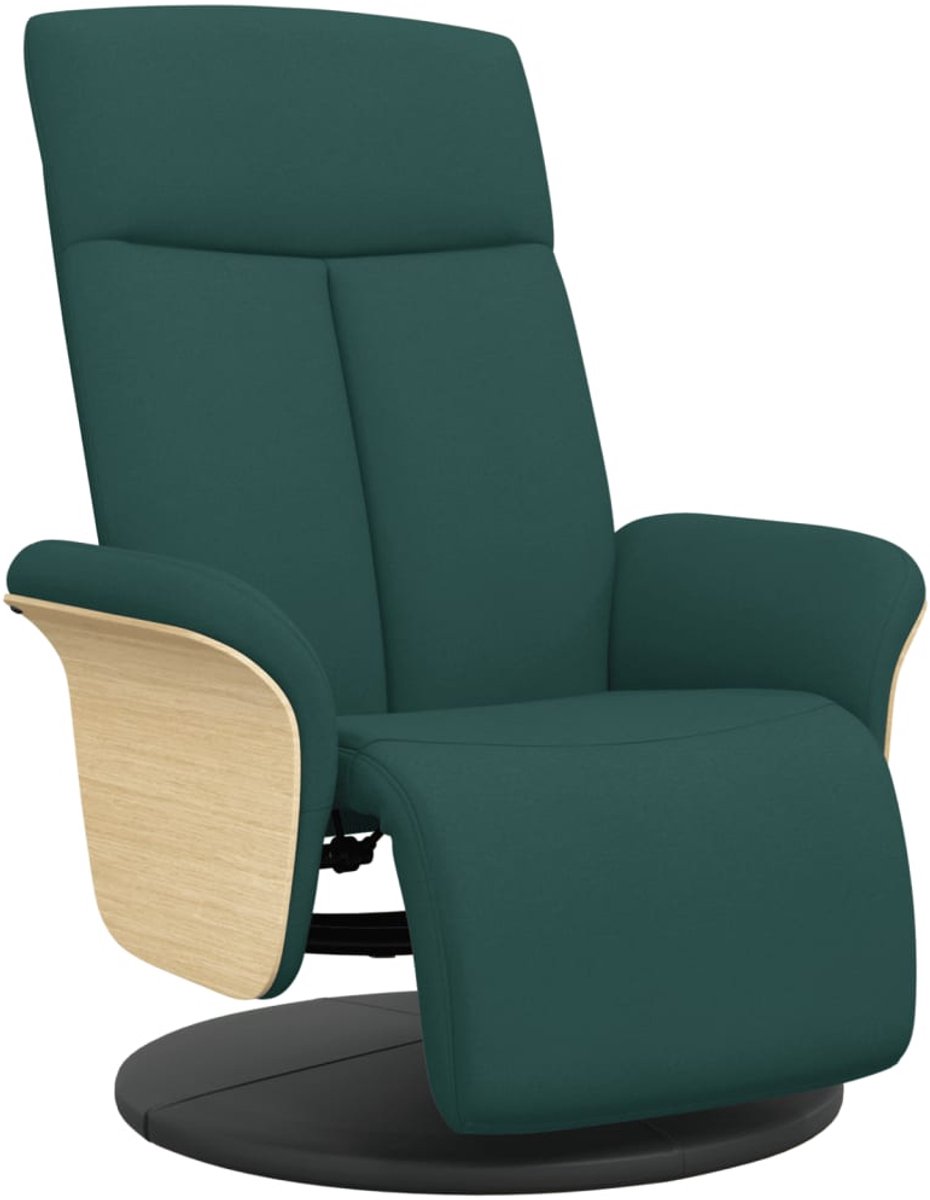 vidaXL Fauteuil - verstelbaar - met - voetensteun - stof - donkergroen