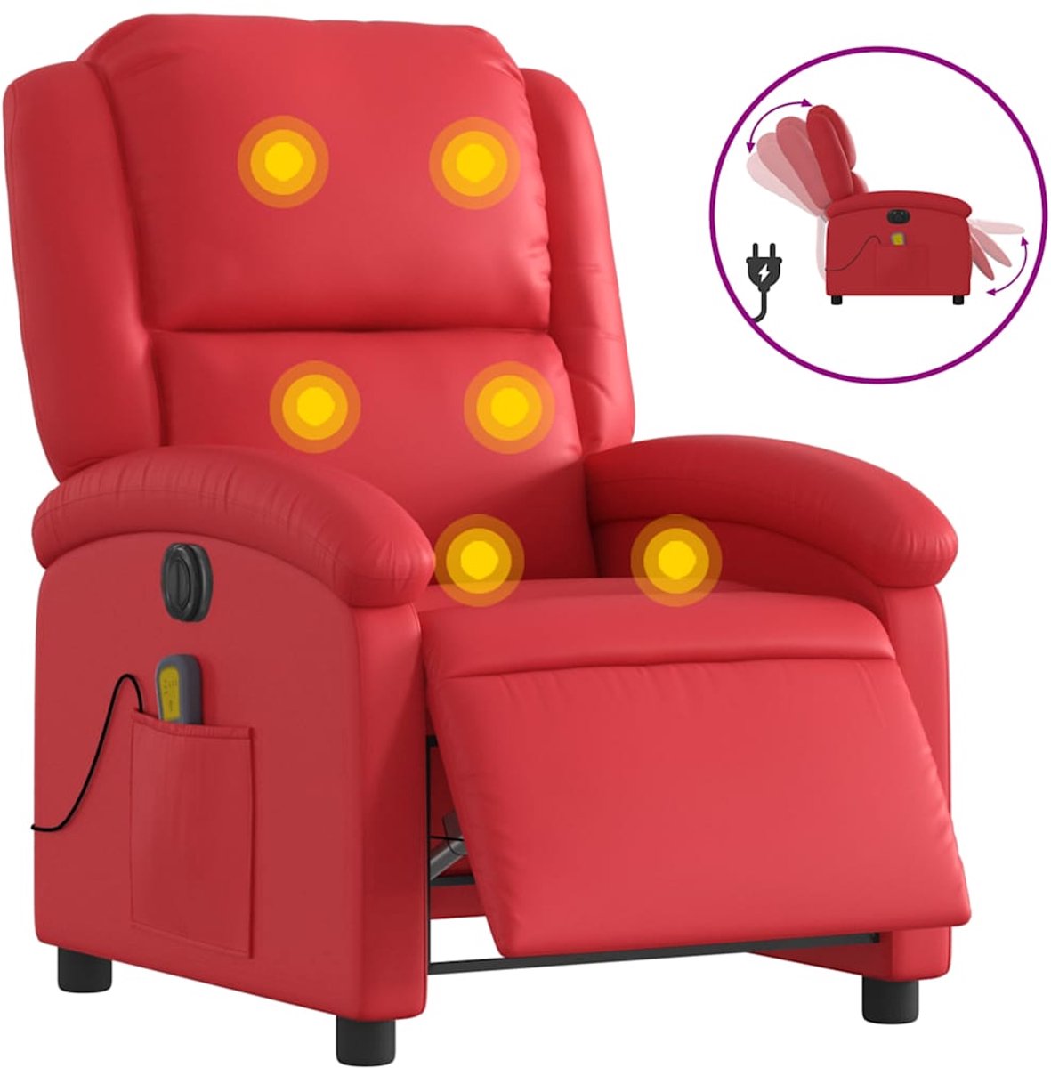 vidaXL Massagestoel - verstelbaar - elektrisch - kunstleer - rood