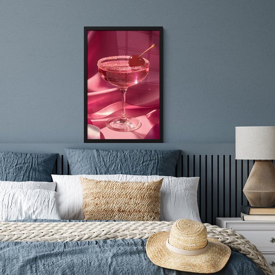 Affiche encadrée - Cadre photo 40x60 cm - Posters - Cocktail - Pink - Luxe - Cadre affiche noir - Décoration - Décoration murale salon - Décoration murale chambre