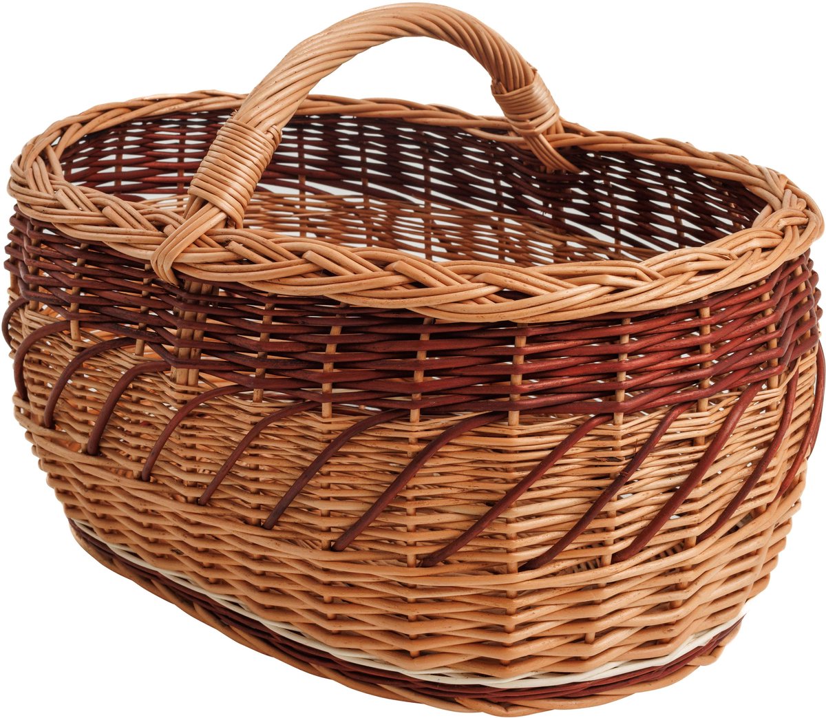 BOGATECO natuurlijke rieten mand met handvat| Grote boodschappenmand 45X30X23| Handgeweven, verkrijgbaar in vier kleuren| Opbergmand| Marktmand | BRUIN