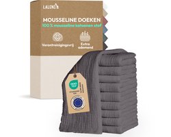Laleni Hydrofiele Doeken - 100% Katoen - Mousseline - 70x70cm - Antraciet - Set van 10