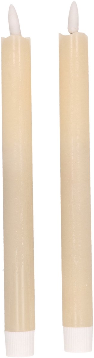 Magic Flame Dinerkaarsen - LED - 2x stuks - creme wit - 25 cm - met glitters - Woondecoratie - Elektrische kaarsen - warm wit