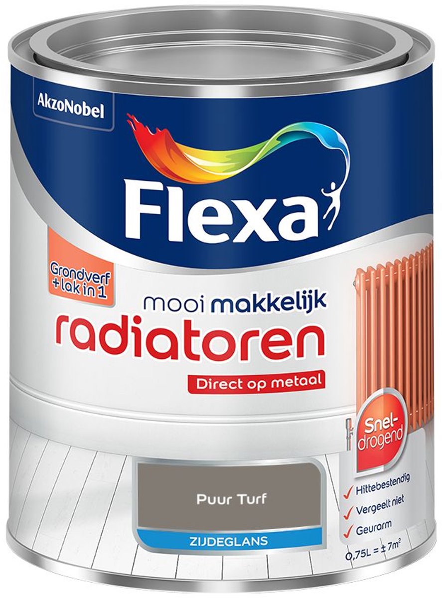 Flexa - Mooi Makkelijk Radiatoren Zijdeglans - Puur Turf - Mengverf - 0.75 L