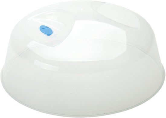 Transparante magnetrondeksel met een blauw ventiel en handvatten.