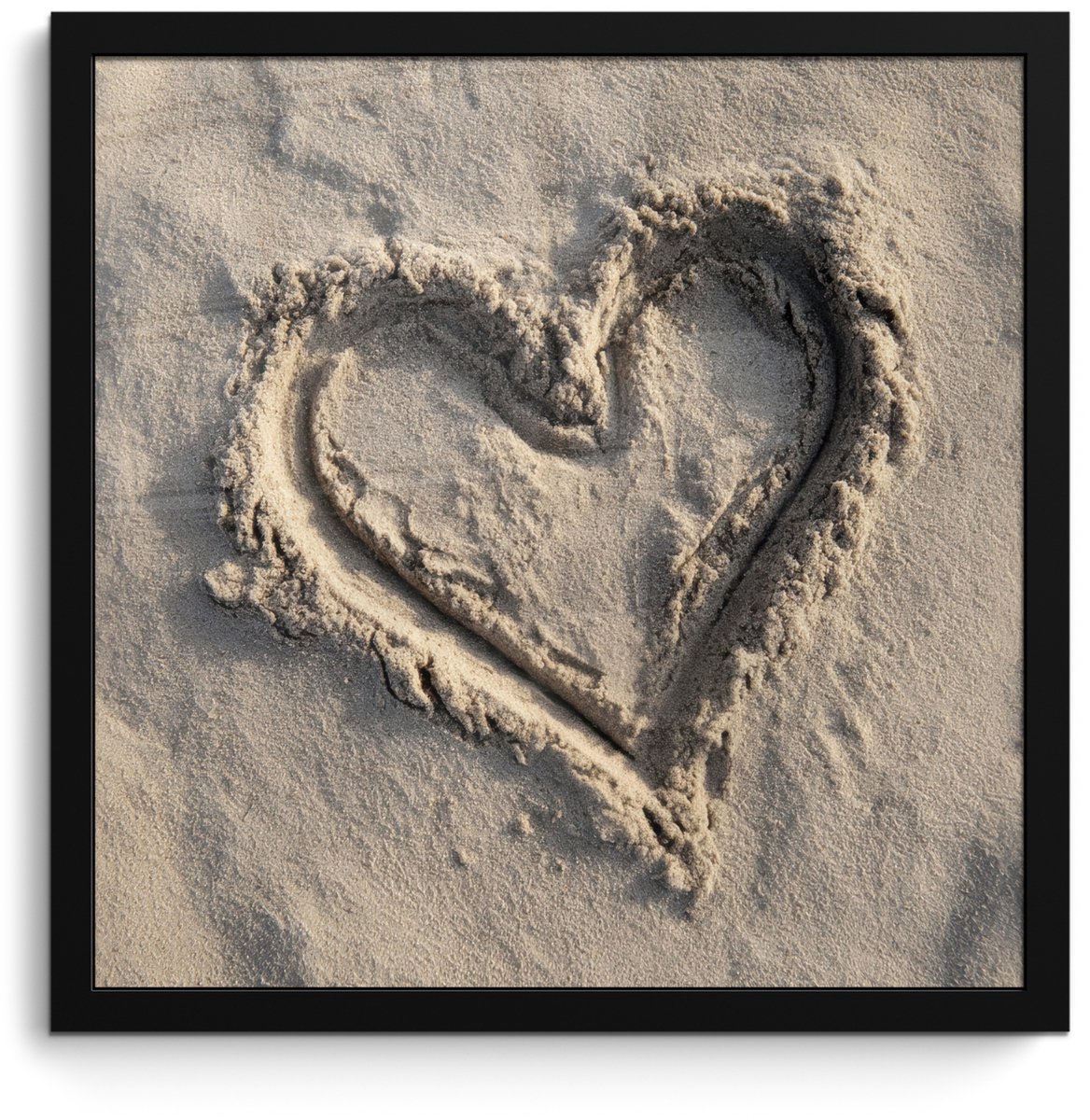 FrameYourWall Poster in lijst - Fotolijst 40x40 cm - Posters - Hartvorm - Getekend - Beige - Zand - Posterlijst zwart - Decoratie - Wanddecoratie woonkamer - Muurdecoratie slaapkamer Hartvorm - Zand