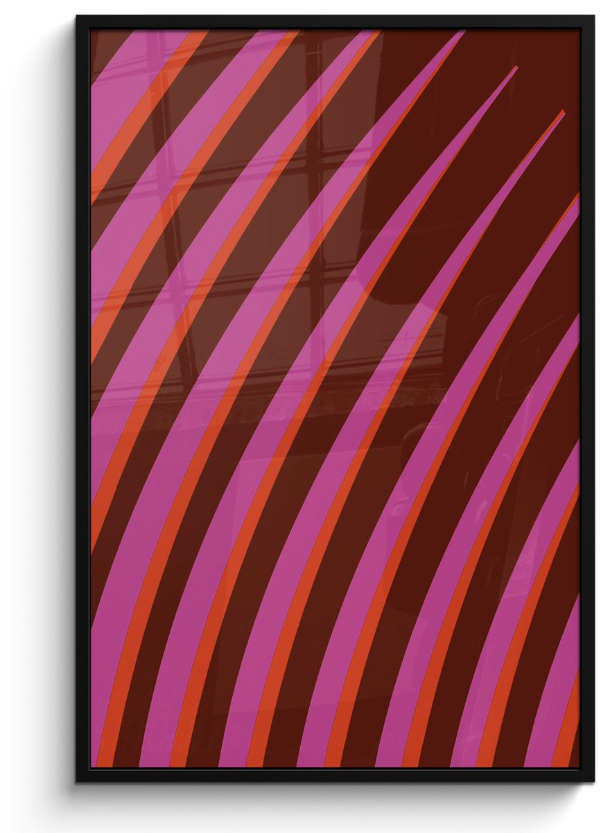 FrameYourWall Poster in lijst - Fotolijst 80x120 cm - Posters - Lijnen - Rood - Beweging - Posterlijst zwart - Decoratie - Wanddecoratie woonkamer - Muurdecoratie slaapkamer