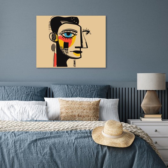 Poster 80x60 cm - Geometrisch - Felle kleuren - Kubistische stijl - Posters - Kamer decoratie - Wanddecoratie woonkamer - Muurdecoratie slaapkamer