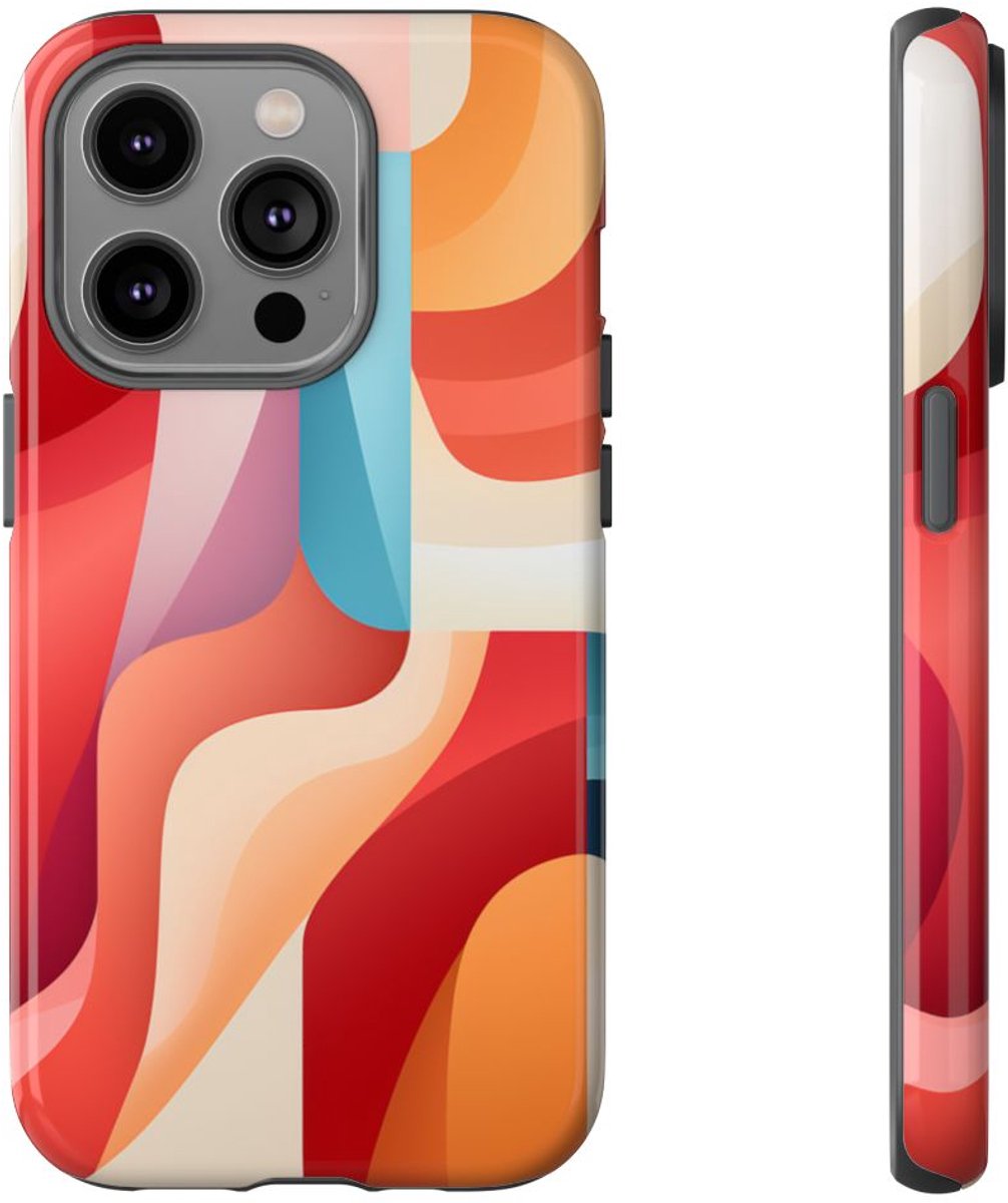 Abstracte Kleurrijke Gebogen Vormen – Telefoonhoesje Geschikt voor iPhone 14 Pro