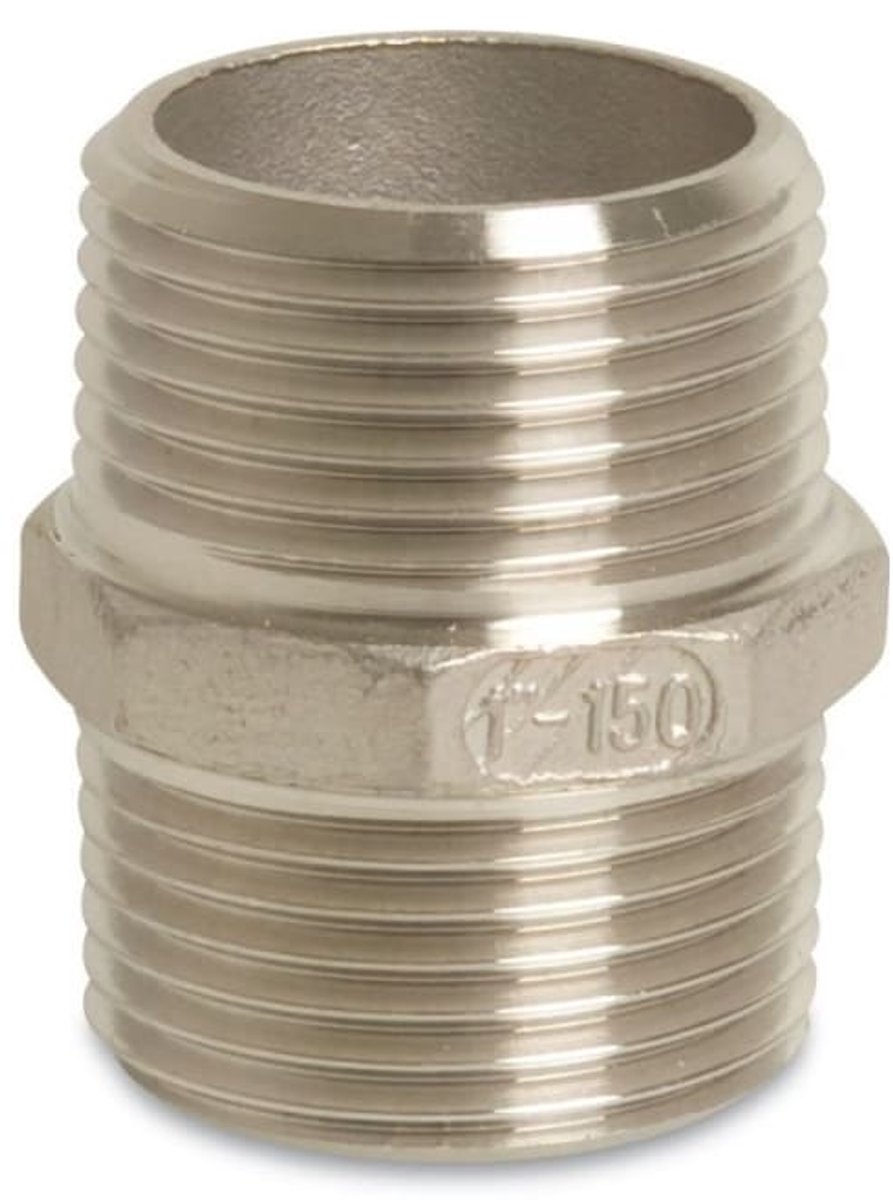 RVS Dubbele Nippel 1 1/2 inch V4A - Boni-Shop