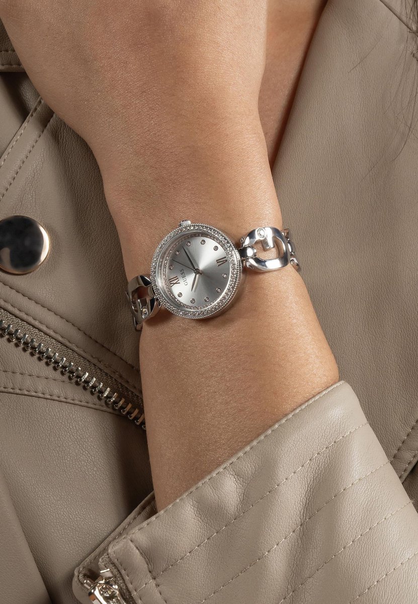 Guess Empower Quartz Analog Zilver Toon Case: 100% Recycled Steel | Armband: 100% Recycled Steel 30 mm GW0693L1