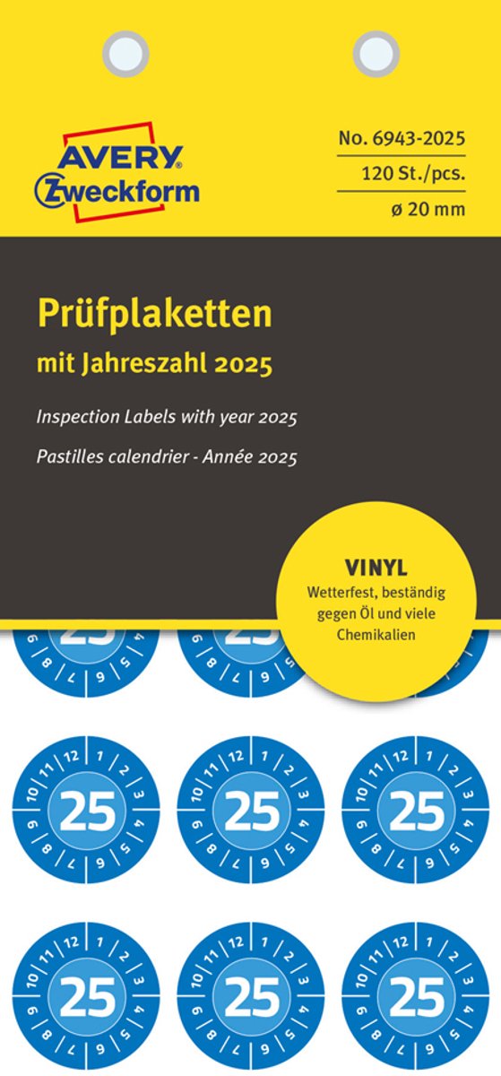 Controle-etiketten, 2026, vinyl, groen, 30 mm