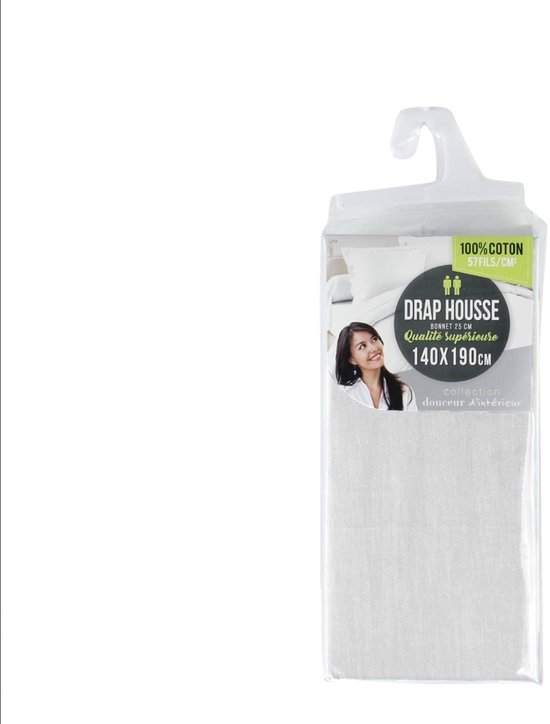 Drap housse coton bio (180 x 200 cm) Biolina Blanc - Linge de lit