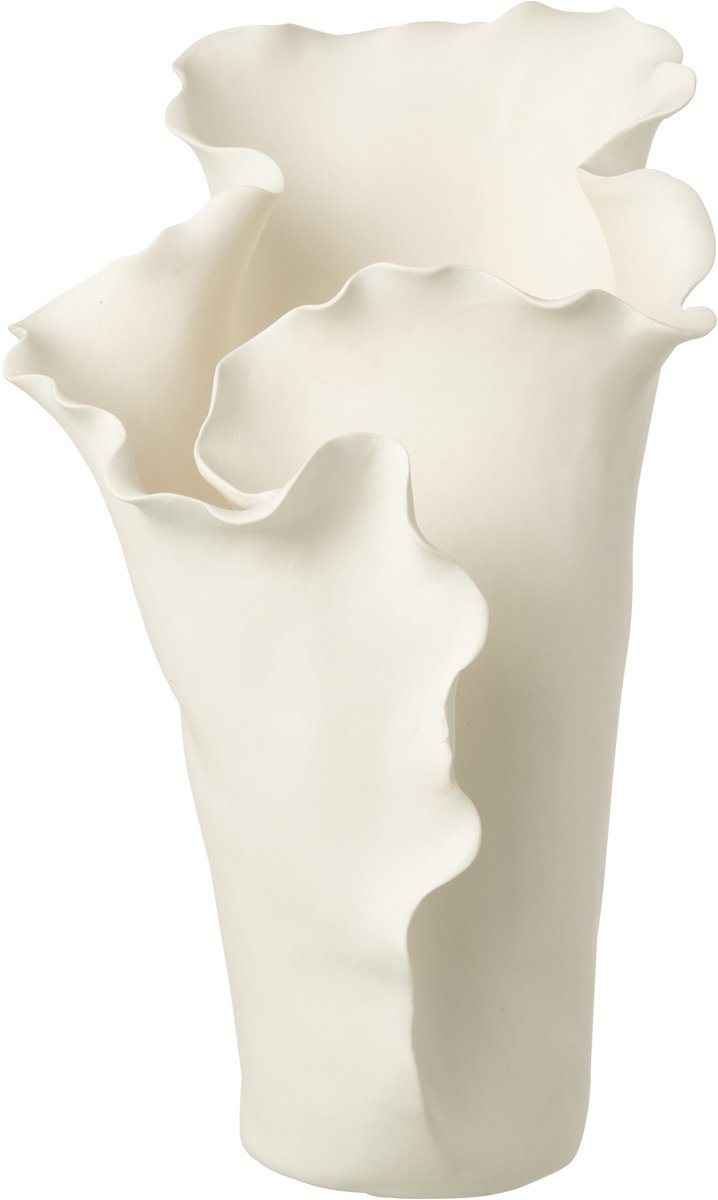 J-Line vaas Helix Onregelmatig - keramiek - wit