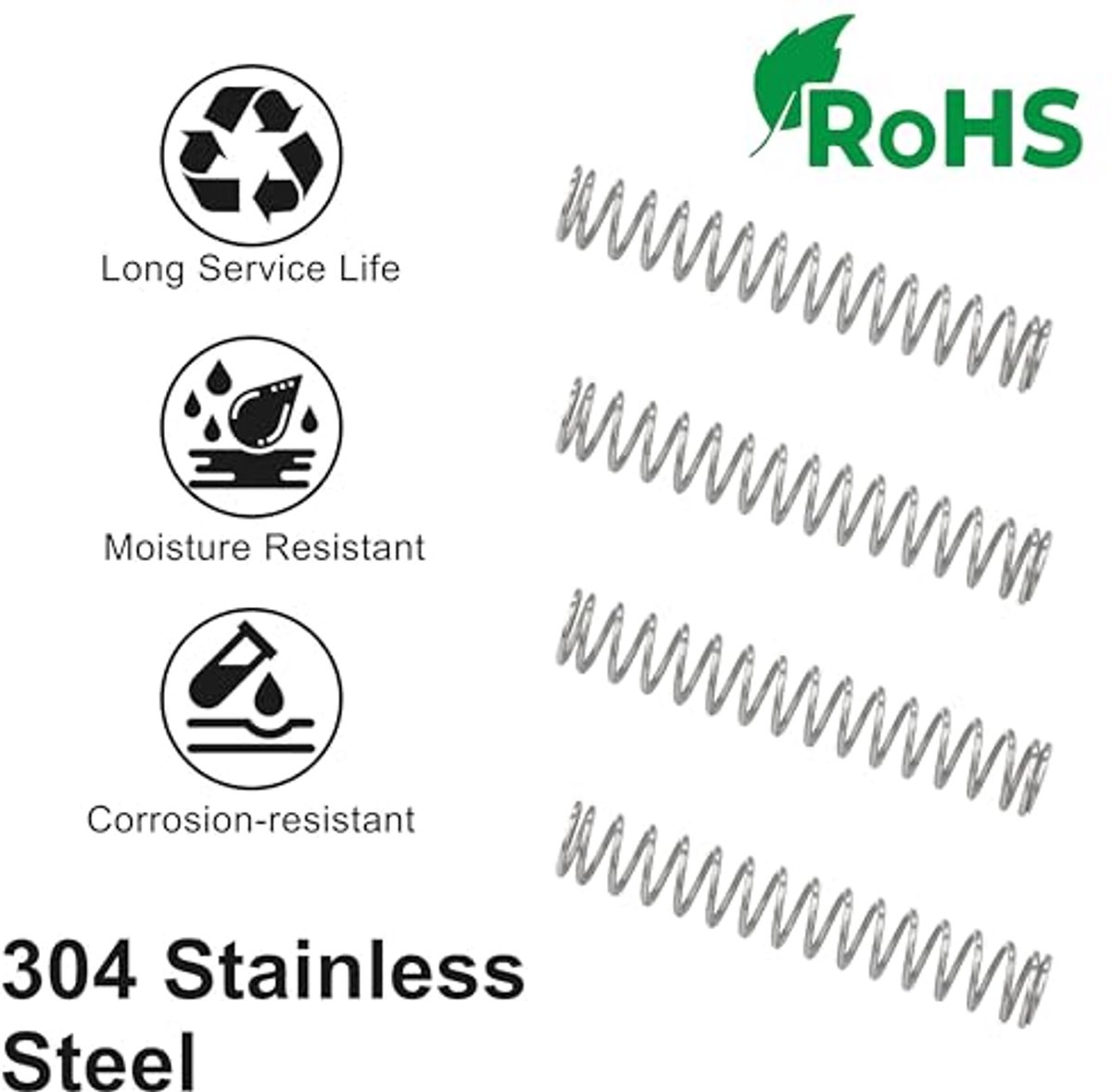 Compressionveer RVS - 40mm lengte - 0.8mm draaddiameter - 20 stuks
