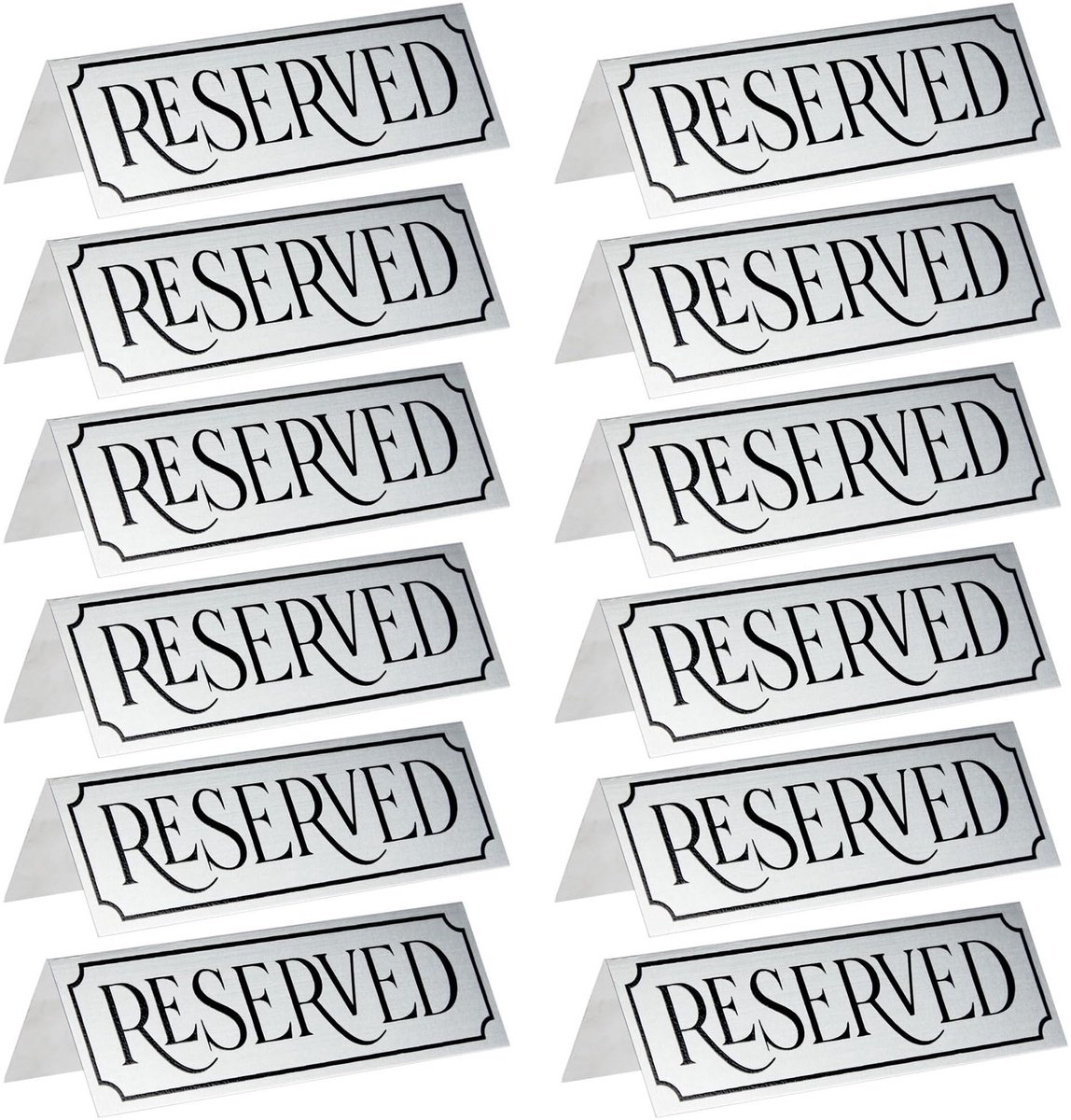 Gereserveerd Metalen Tafeltentbord - Set van 12 - Aluminium en Staal - 12 x 4 x 3 cm