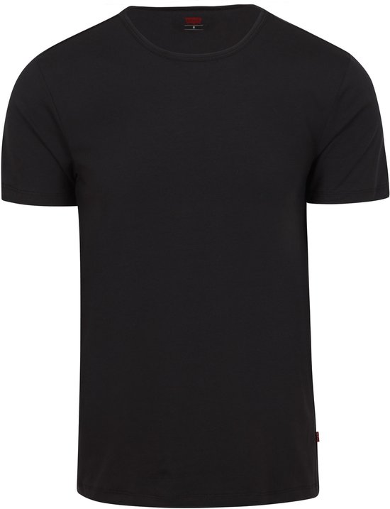 Zwart Levi's T-shirt met ronde hals, met rood label aan de onderkant.
