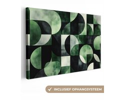 Canvas schilderij 60x40 cm - Wanddecoratie Abstract - Groen - Vormen - Muurdecoratie woonkamer - Slaapkamer decoratie - Kamer accessoires - Schilderijen op canvas