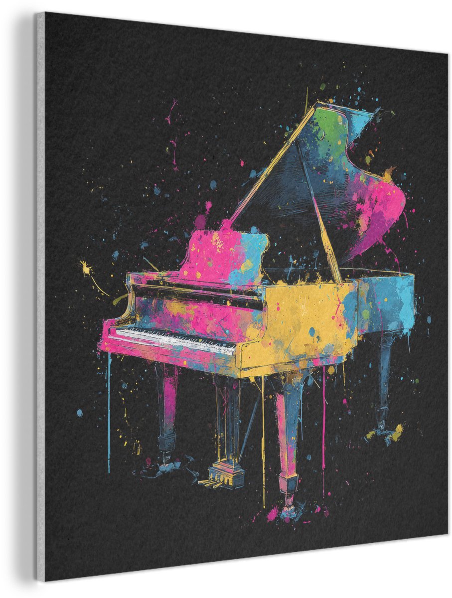 Akoestisch wandpaneel 90x90 cm - Vilt schilderij Piano - Kleurrijk - Verf - Modern - Akoestische panelen - Geluidsdempende wanddecoratie - Geluidsisolatie woonkamer - Muurdecoratie geluidspanelen
