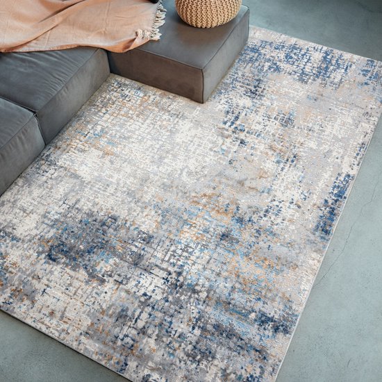 Mazovia Vloerkleed Modern - Tapijt Kortstondig Pooltje - Tapijten Abstract Vintage Patroon - Decoratie Tapijt Woonkamer, Slaapkamer, Eetkamer - OEKO- TEX Carpet - Rug 80x150cm - Beige Grijs