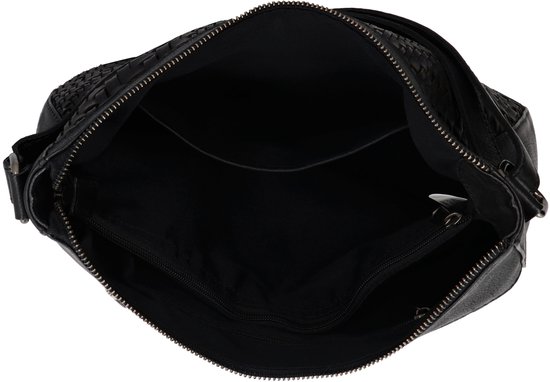 Sac à bandoulière Hide & Stitches inspiré de l'illusion - Bandoulière - Femme - Cuir - Tissé à la main - Zwart - 100 % Cuir