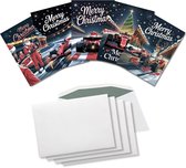Inspra Studio – Luxe Kerstkaarten met Enveloppen – 5 Stuks – Formule 1 Wenskaarten – Artistieke Sportieve Illustraties met Winterse Sfeer